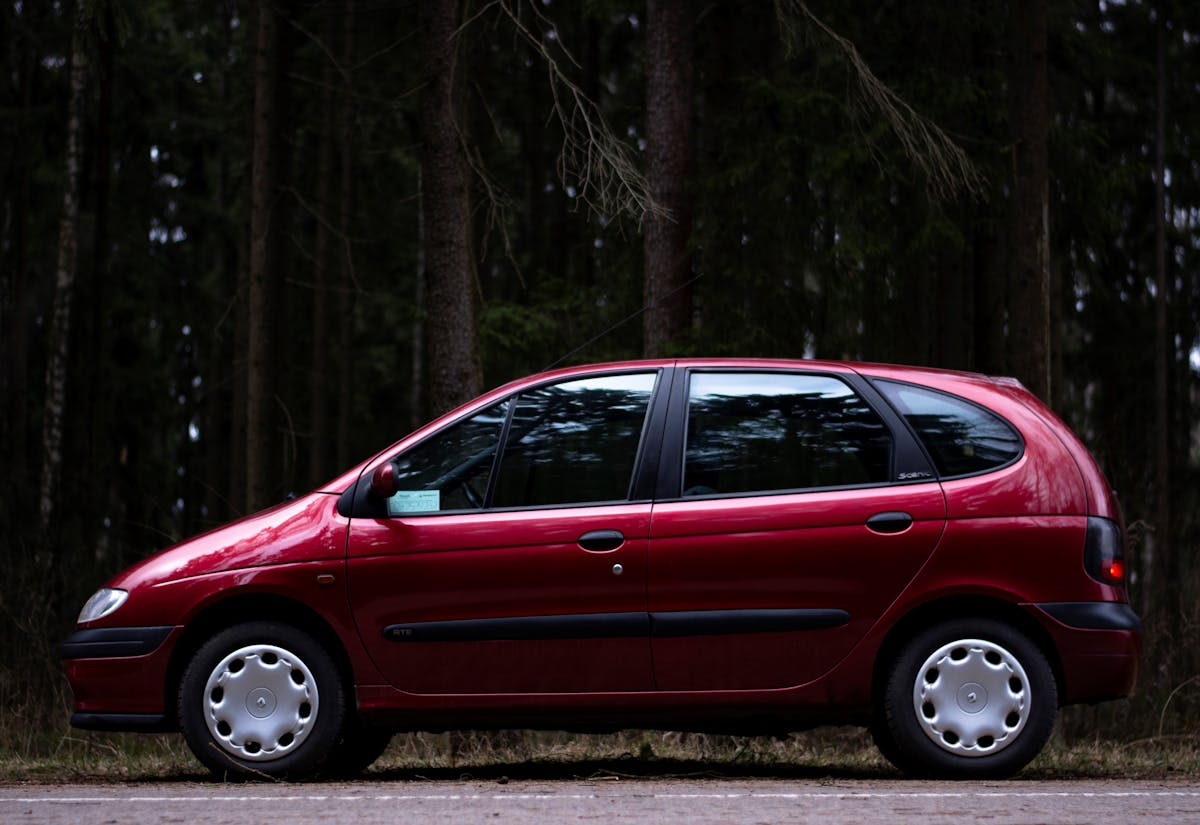 Red Renault Scenic Parked on Roadside
