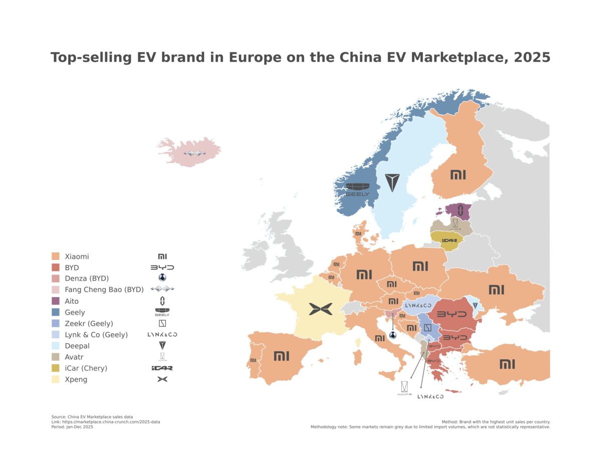 Carte différente : Xiaomi est en tête parmi les marques chinoises de véhicules électriques directement importées en Europe